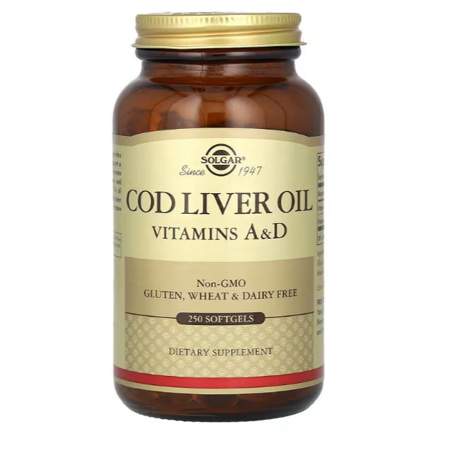 LowCostPH| Solgar, Cod Liver Oil, Vitamins A & D, 250 Softgels