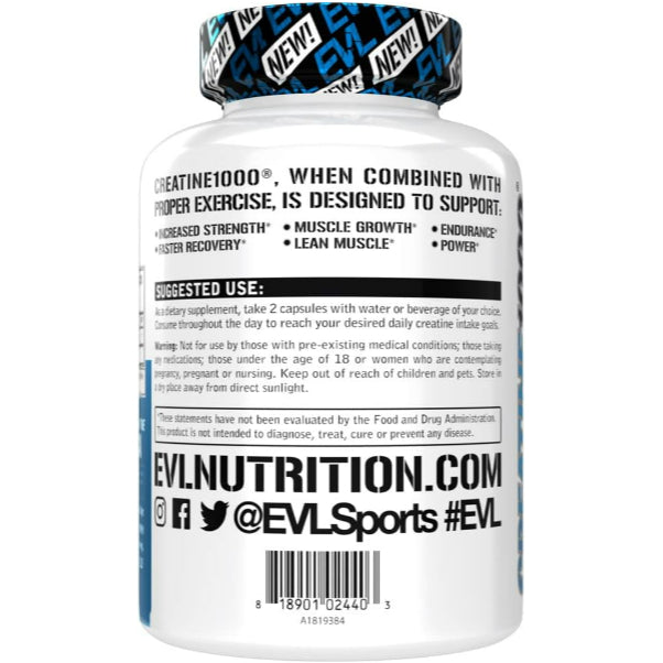 LowCost PH| Pure Creatine Monohydrate Capsules 1000mg - Evlution Nutrition Pre & Post Workout Recove