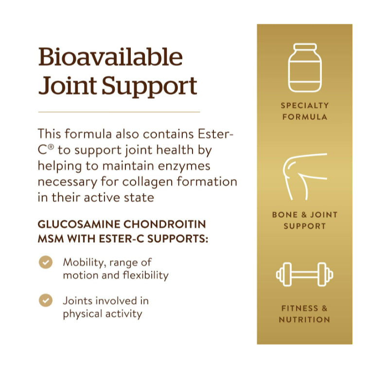 Solgar Extra Strength Glucosamine Chondroitin MSM w/ Ester-C Promotes Healthy Joints,Comf Movements