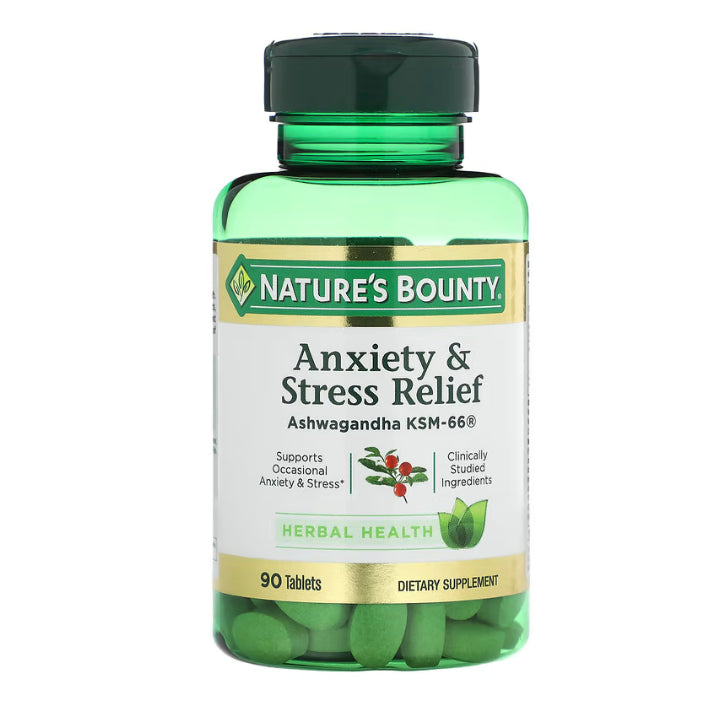 USA Onhand| Nature's Bounty, Anxiety & Stress Relief, Ashwagandha KSM-66, 50 Tablets
