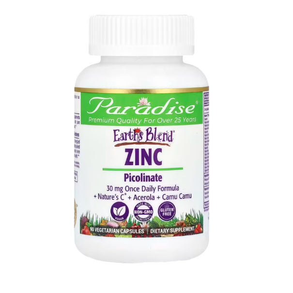 LowCostPH| Paradise Herbs, Earth's Blend, Zinc Picolinate, 30 mg, Healthy Option 100 caps