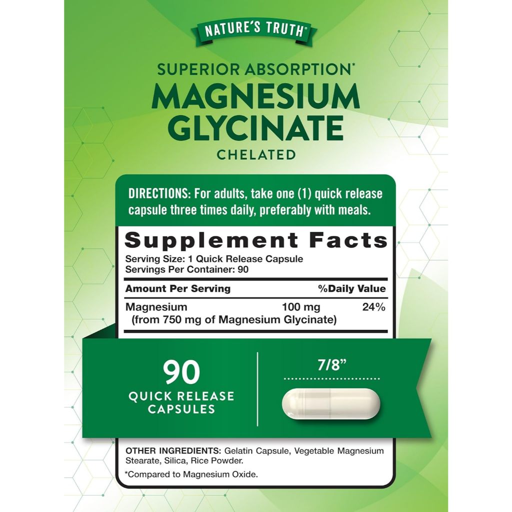 Nature'sTruthPH | Nature's Truth, Magnesium Glycinate, Supports Muscle Relaxation and Calmness
