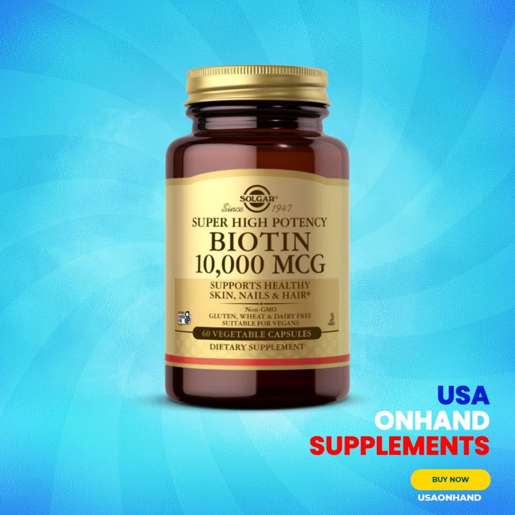 USA Onhand | Solgar, Super High Potency Biotin, 10000 mcg ( Hair, Skin & Nails )