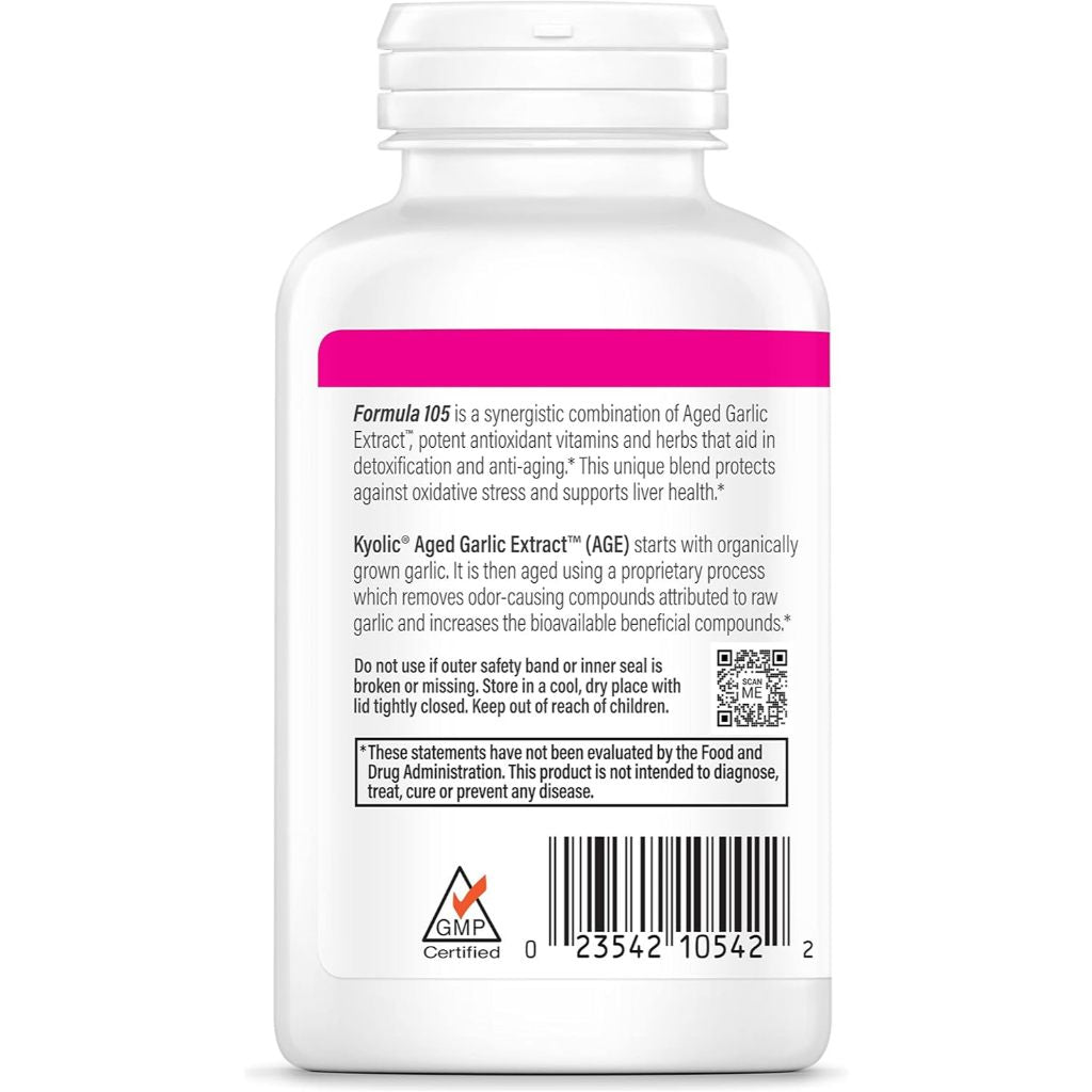 LowCostPh | Kyolic, Aged Garlic Extract, Detox & Anti-Aging, Formula 105, 200 Capsules