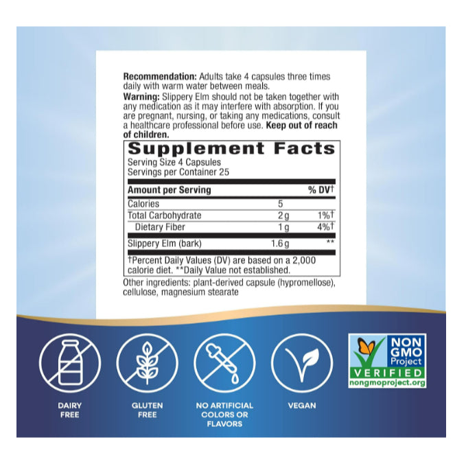 LowCost PH| Nature's Way, Slippery Elm Bark, 1,600 mg, 100 Vegan Capsules (400 mg per Capsule)