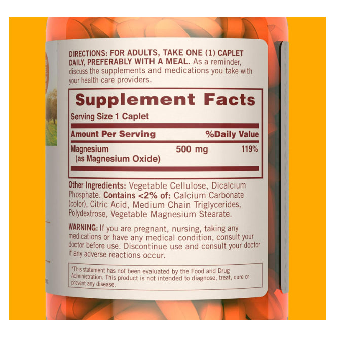 LowCost PH| Sundown Naturals, Magnesium, 500 mg, 180 Coated Caplets