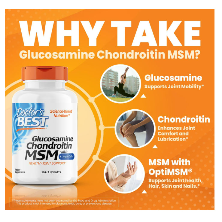LowCostPh | Doctor's Best, Glucosamine Chondroitin MSM with OptiMSM, + Hyaluronic Acid, 150VegCaps