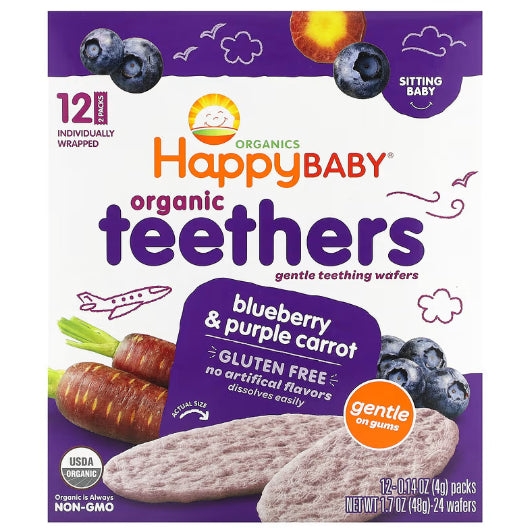 NaturalSolutions | Happy Family Organics, Organic Teethers, Gentle Wafers, Sweet Potato, Pea, Mango