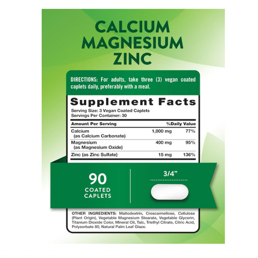 LowCostPH| Nature's Truth, Calcium Magnesium Zinc, 90 Coated Caplets