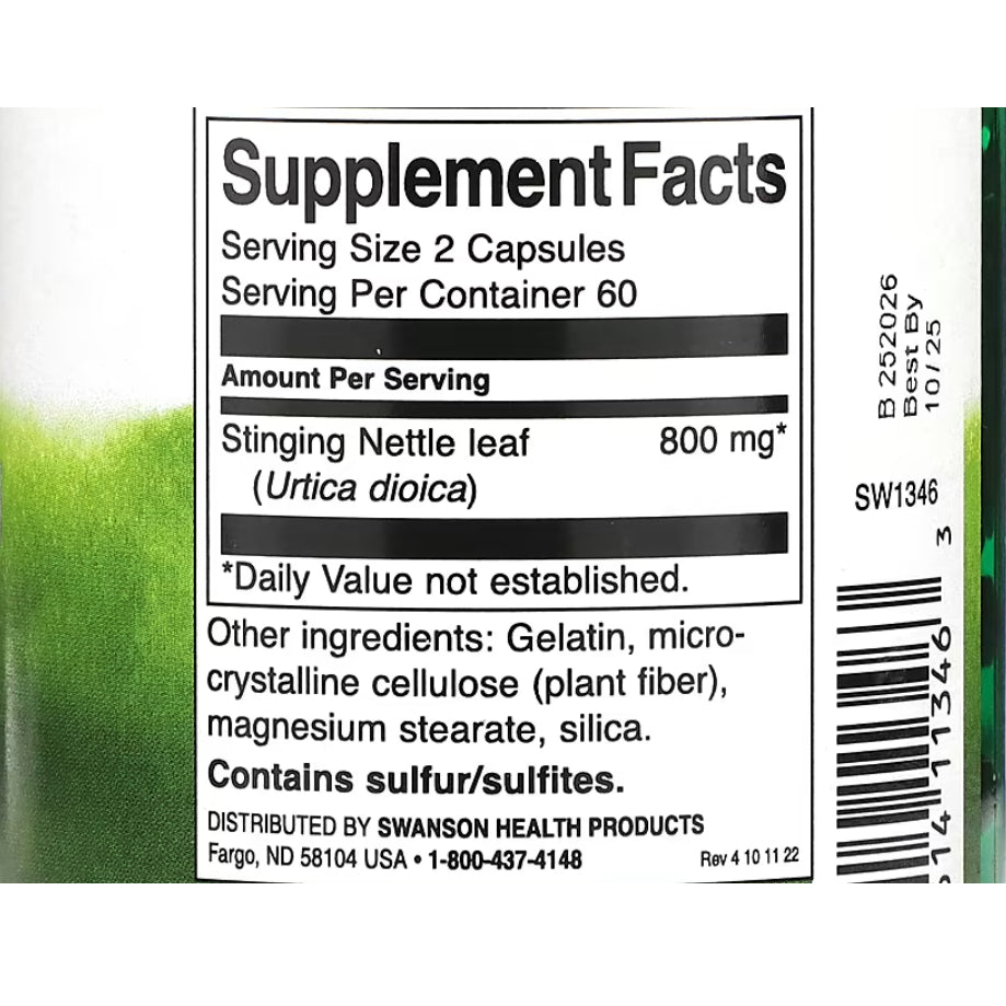 USAOnhand| Swanson, Stinging Nettle Leaf, 400 mg , 120 Capsules