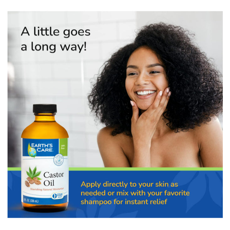 USAOnhand| Earth's Care Castor Oil - 100% Pure Castor Oil Expeller Pressed - All Natural 236ml