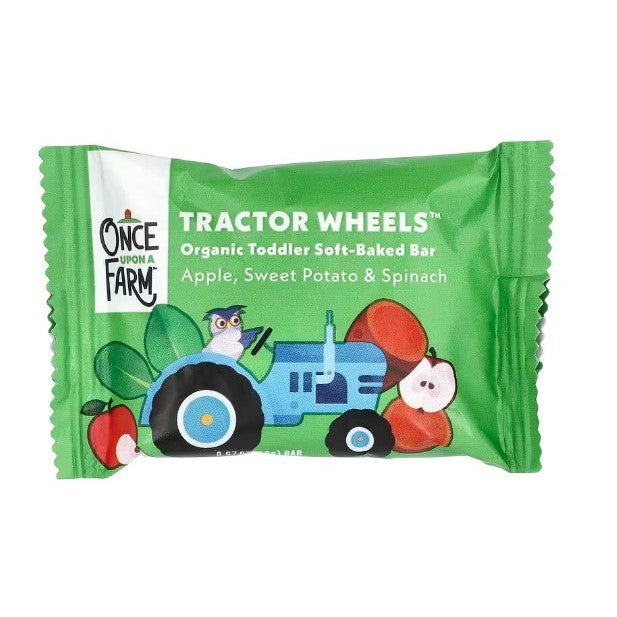 LittleSunshine | Once Upon A Farm, Organic Toddler Soft-Baked Bar, Tractor Wheels, Strawberry, Apple