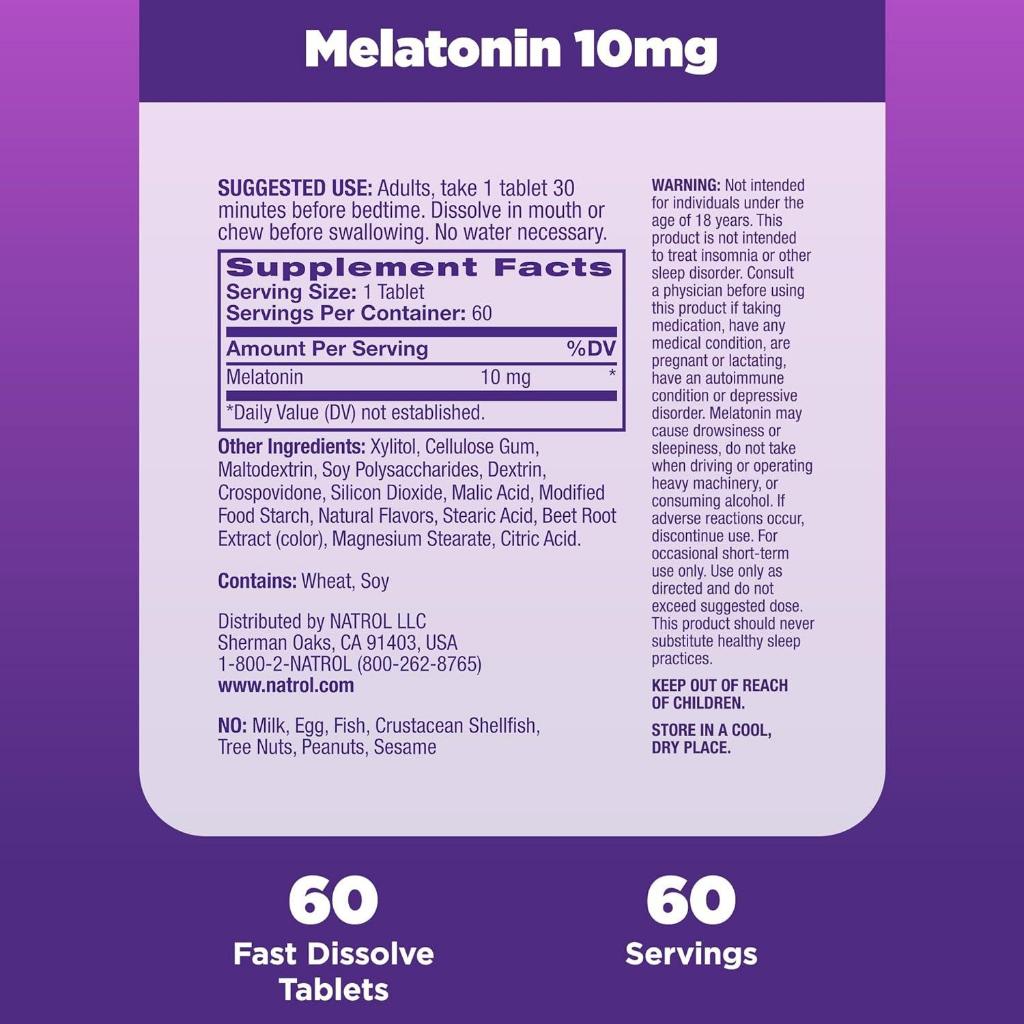 LowCostPh | Na trol, Melatonin, Fast Dissolve, Citrus, 10 mg, 60 Tablets, 100% Drug-Free