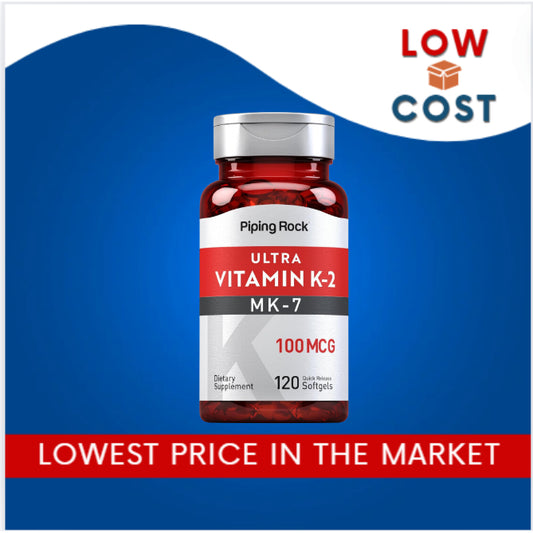 LowCost PH| Piping Rock Vitamin K2 MK-7 | 100 mcg | 120 Softgels | Non-GMO, Gluten Free Supplement