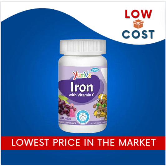 Lowcostph | YumV's, Pure, Iron with Vitamin C, Grape, 60 Jellies for kids