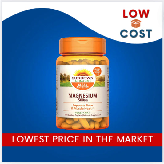 LowCost PH| Sundown Naturals, Magnesium, 500 mg, 180 Coated Caplets