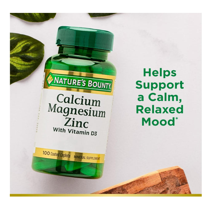 LowCost PH| Nature's Bounty, Calcium Magnesium Zinc with Vitamin D3, 100 Coated Caplets