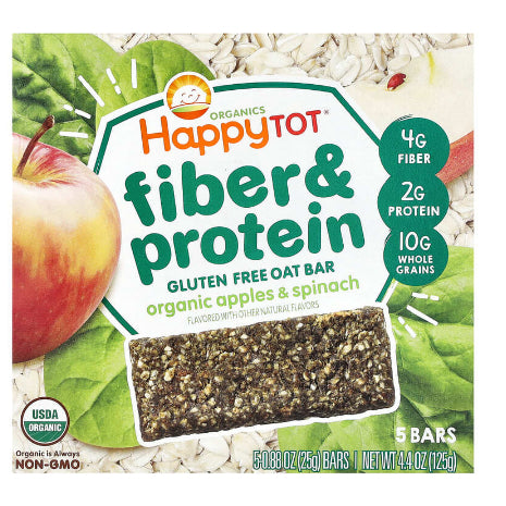 LowCostPH | Happy Baby Organics, Happytot, Fiber & Protein Soft-Baked Oat Bar, Superfoods,
