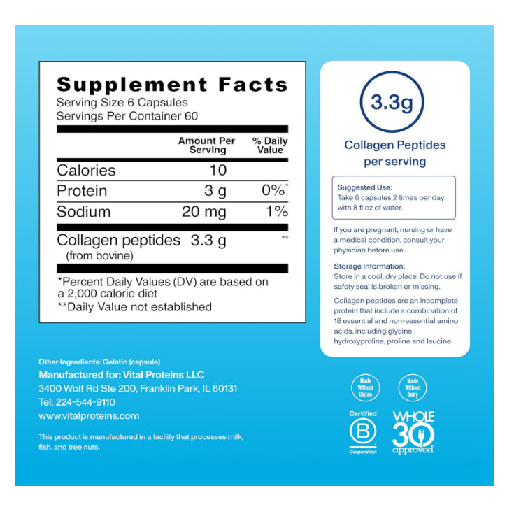LowCost PH| Vital Proteins, Collagen Peptides, 360 Capsules