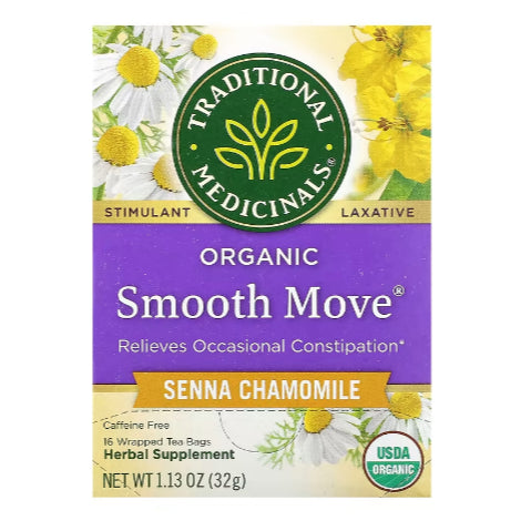 USAOnhand| Traditional Medicinals, Organic Smooth Move, Senna Chamomile, Caffeine Free, 16 Wrapped T