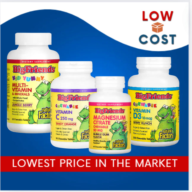 LowCostPH | Natural Factors, Big Friends, Vitamin D3, Multi-Vitamin & Minerals, Vitamin C, Magnesium
