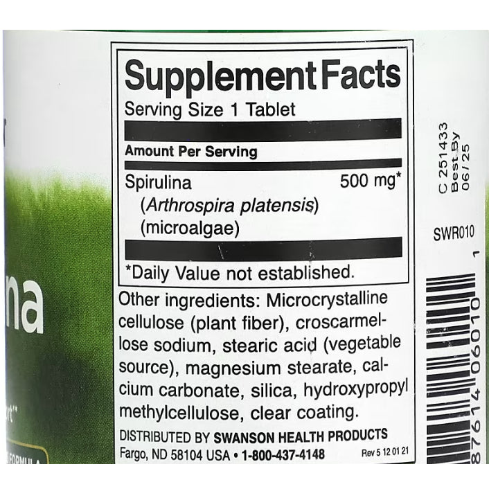 LowCost PH| Swanson, Spirulina, 500 mg, 180 Tablets
