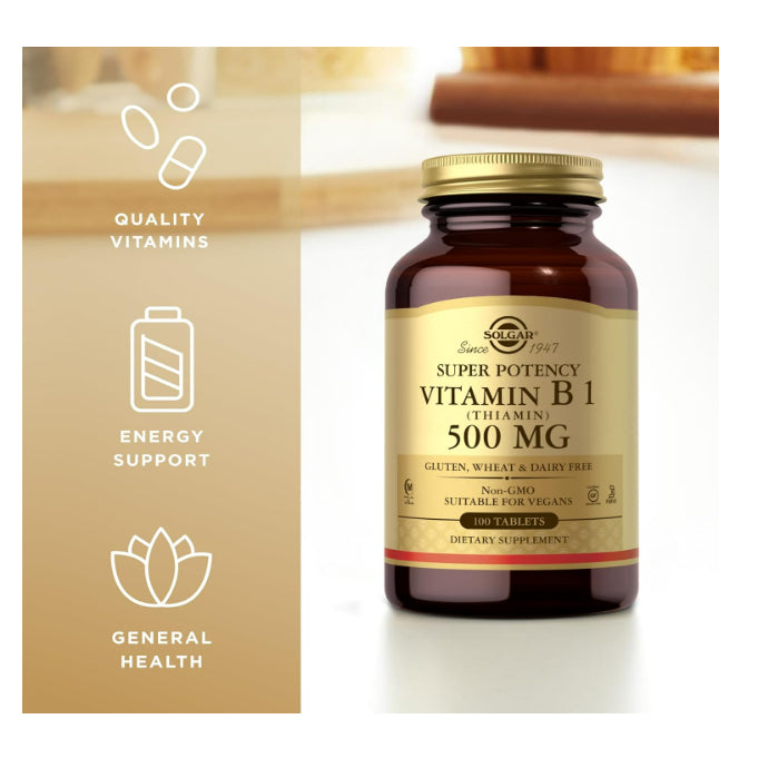 Low Cost PH | Solgar Vitamin B1 (Thiamin) - 100 Tablets - Super Potency, 100mg Formula - Non-GMO, Ve