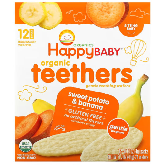 NaturalSolutions | Happy Family Organics, Organic Teethers, Gentle Wafers, Sweet Potato, Pea, Mango