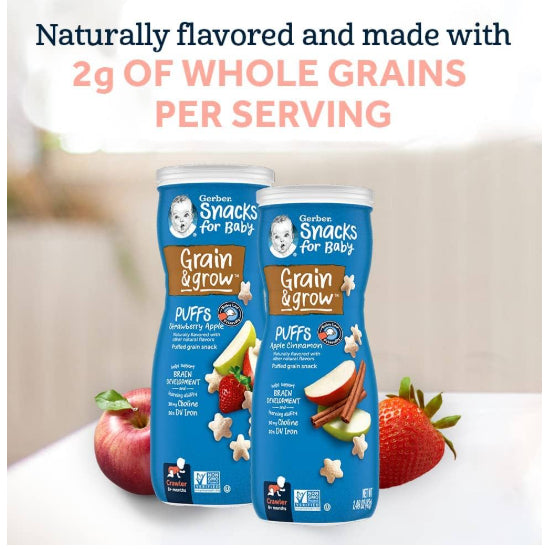 NaturalSolutions | Gerber, Snacks for Baby, Grain & Grow, Puffs, Puffed Grain Snack, 8+ Months, 42g