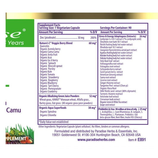 LowCostPH| Paradise Herbs, Earth's Blend, Zinc Picolinate, 30 mg, Healthy Option 100 caps