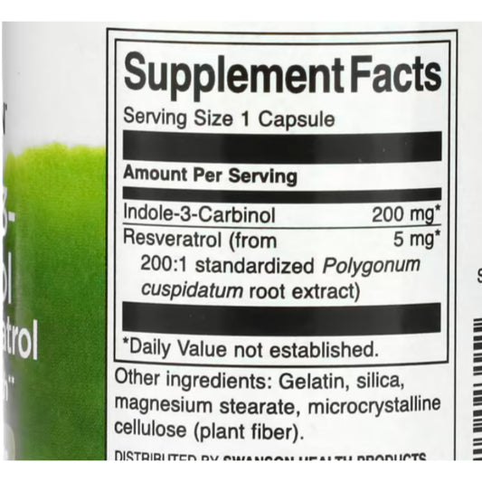 LowCost PH| Swanson, Indole-3-Carbinol with Resveratrol, 200 mg, 60 Capsules