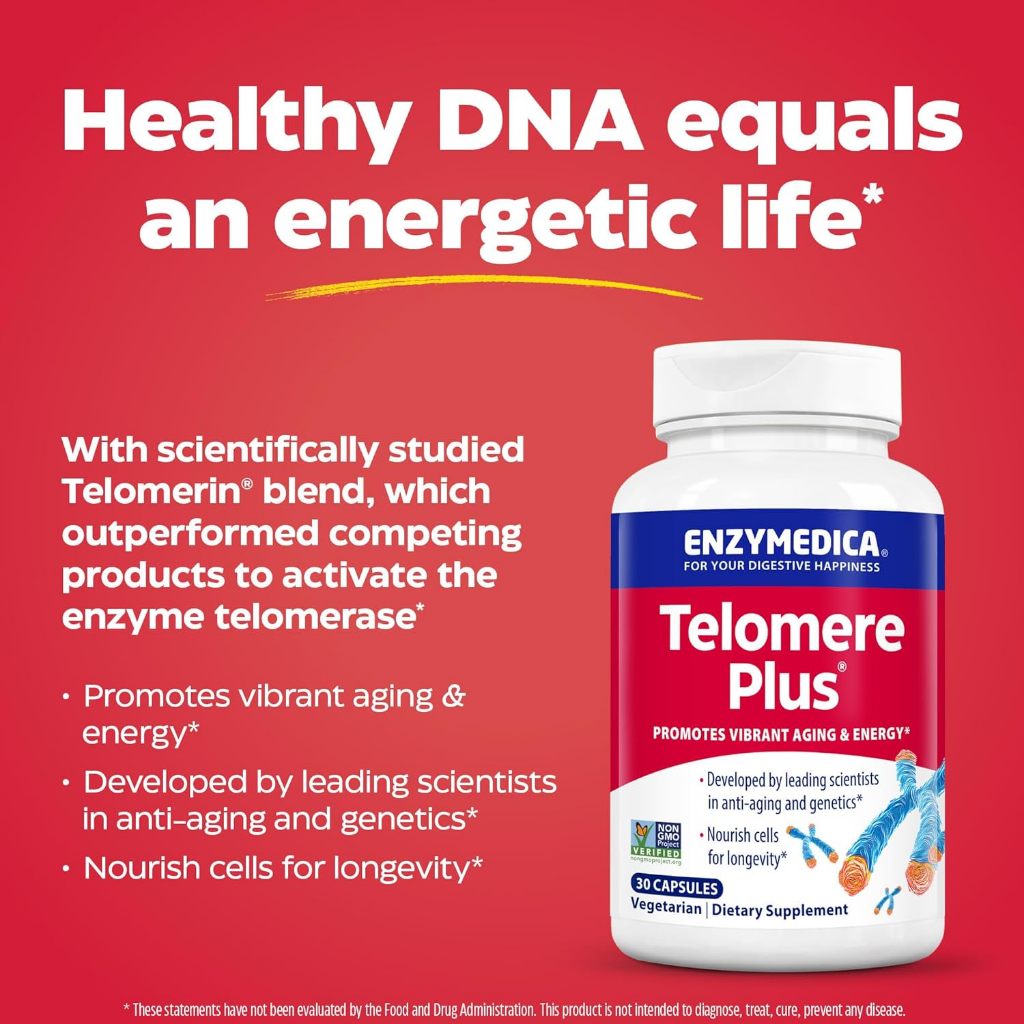 LowCostPh | Enzymedica, Telomere Plus, 30 Capsules, Promotes Vibrant Aging & Energy