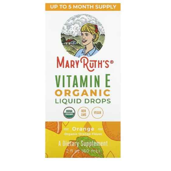 LowCostPH| MaryRuth's, Organic Vitamin E Liquid Drops, Orange, 2 fl oz (60 ml) 4years +