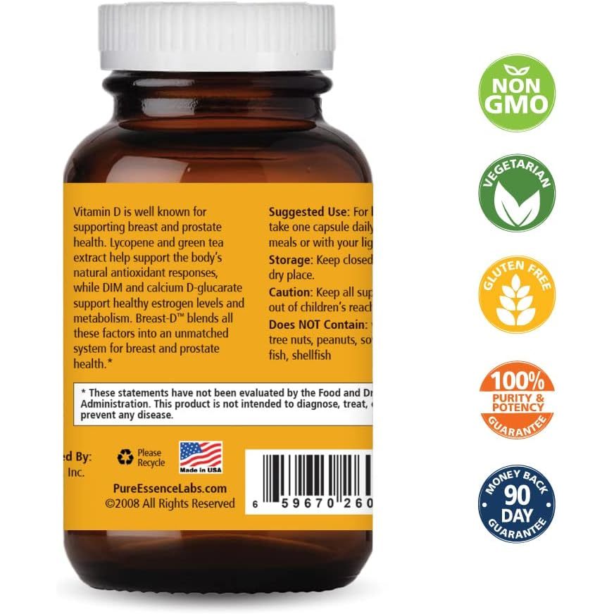 LowCostPh | Pure Essence, Breast-D, 30 Vegi-Caps, Supports Heathy Estrogen Metabolism