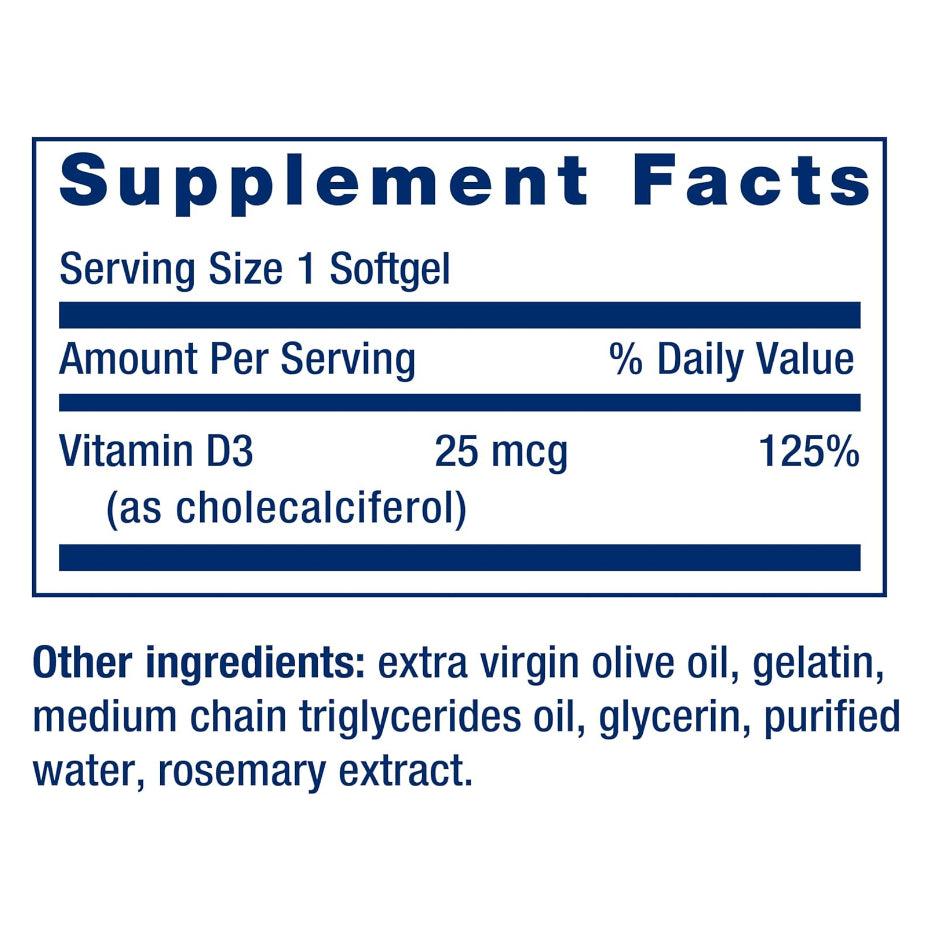 USAOnhand| Life Extension, Vitamin D3, immune system support, bone health, brain performance, gluten