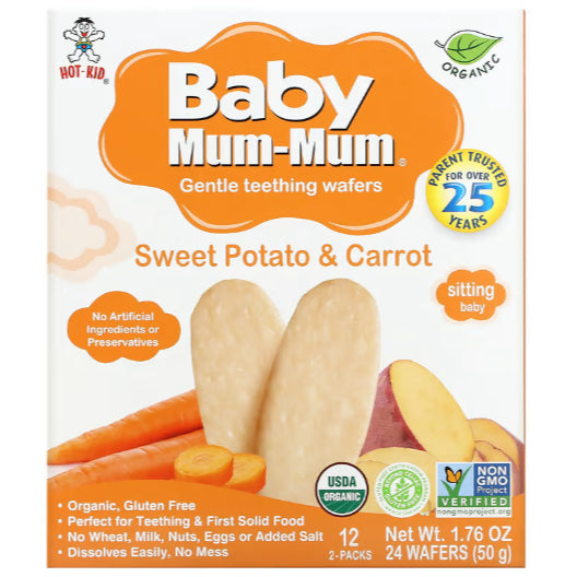 NaturalSolutions | Hot Kid, Baby Mum-Mum, Gentle Teething Wafers Organic Super Teethers, Berry,Apple