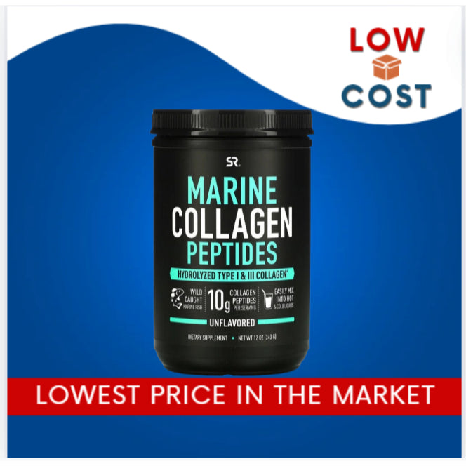 LowCost PH| Sports Research Marine Collagen Peptides Supplement - 34 Servings - Unflavored