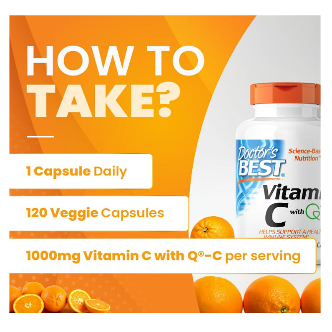 LowCostPh | Doctor's Best, Vitamin C with Q-C, 500mg, 1,000 mg, 120 | 360 Veggie Caps, Powder 250g