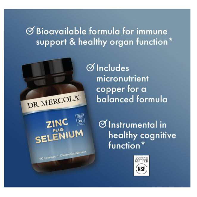 LowCost PH| Dr. Mercola, Zinc Plus Selenium, 90 Capsules Supports Immune Health, Non GMO, NSF Certif