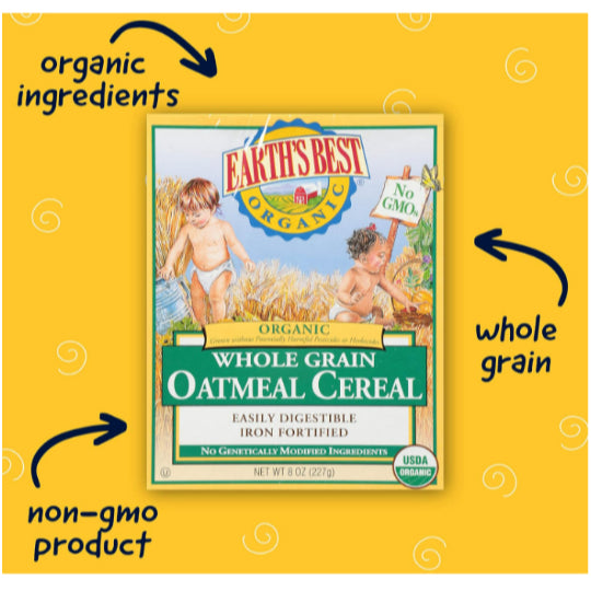 LittleSunshine | Earth's Best, Organic Whole Grain Multi-Grain Cereal, Whole Grain Oatmeal 227g