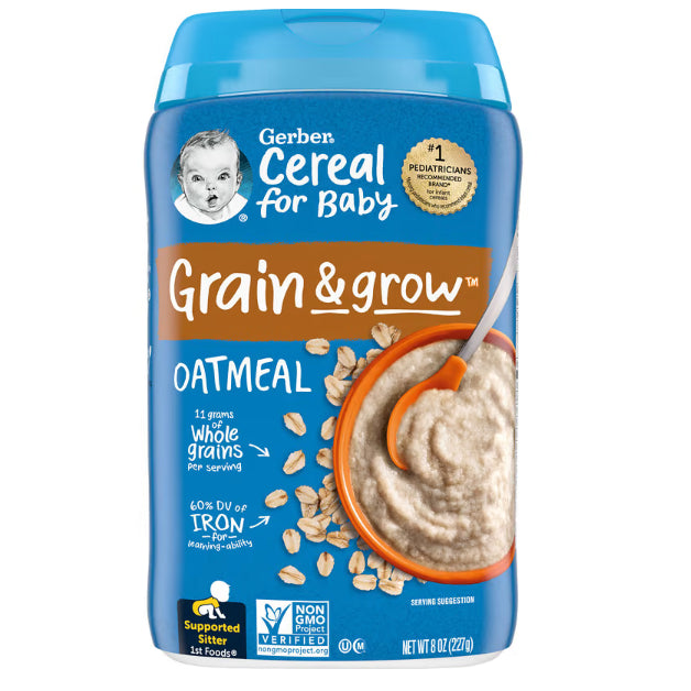 NaturalSolutions | Gerber, Cereal for Baby, Grain & Grow, 1st, 2nd Foods, Power Blend, Oatmeal, Rice