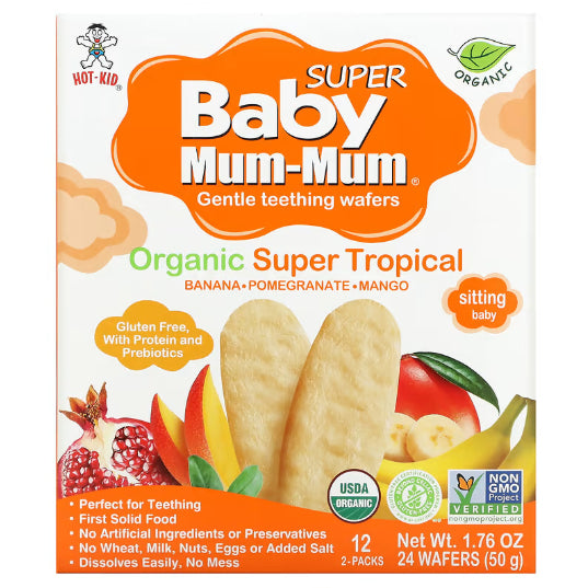 NaturalSolutions | Hot Kid, Baby Mum-Mum, Gentle Teething Wafers Organic Super Teethers, Berry,Apple