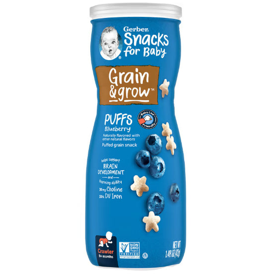NaturalSolutions | Gerber, Snacks for Baby, Grain & Grow, Puffs, Puffed Grain Snack, 8+ Months, 42g