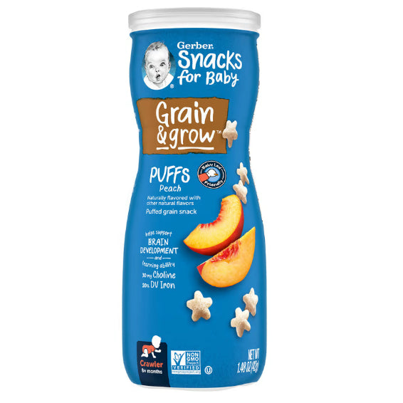 NaturalSolutions | Gerber, Snacks for Baby, Grain & Grow, Puffs, Puffed Grain Snack, 8+ Months, 42g