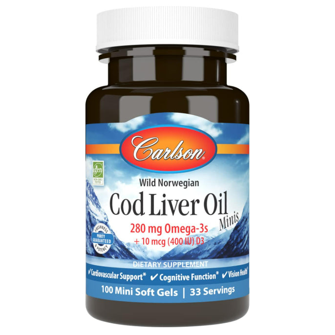 LowCostPH | Carlson, Wild Norwegian, Cod Liver Oil Gems, 1,000 mg, Softgels, Liquid Lemon500ml