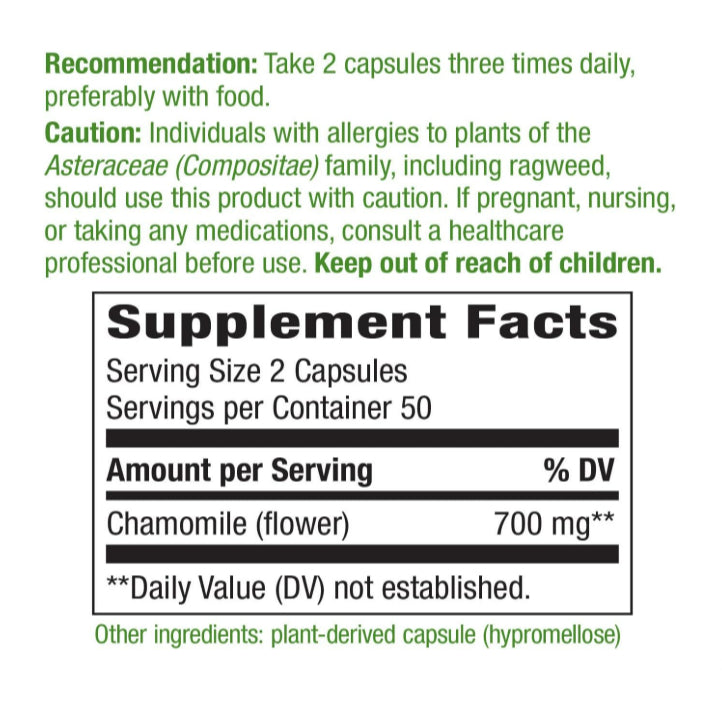 LowCost PH| Nature's Way, Chamomile Flower, 700 mg, 100 Vegan Capsules (350 mg per Capsule)