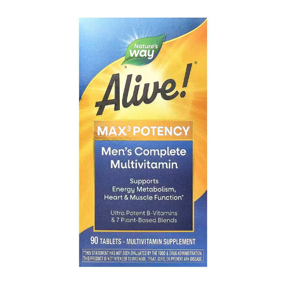 USA Onhand | Nature's Way, Alive! Max3 Potency, Men's and Women's Daily Multivitamin, No Added Iron