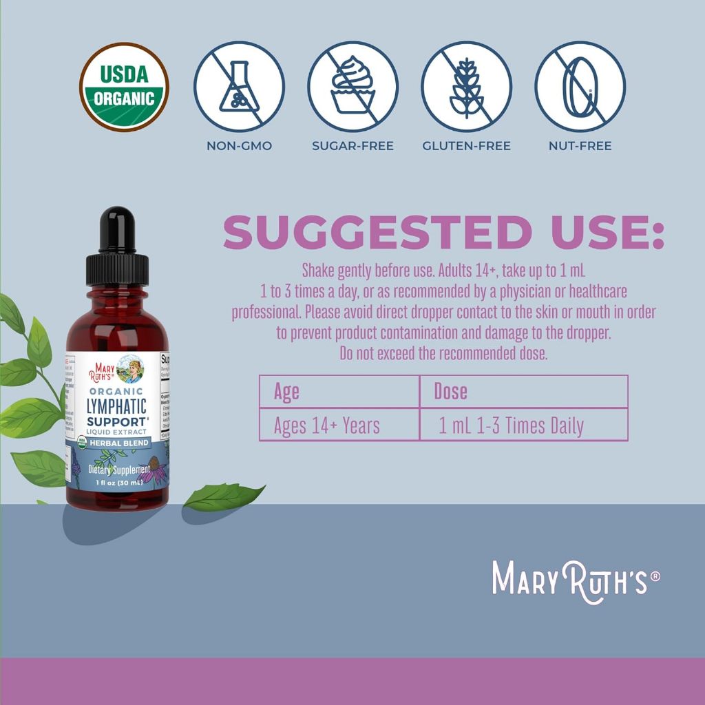 LowCostPh | MaryRuth's, Organic Lymphatic Support Liquid Extract, Alcohol Free, 1 fl oz (30 ml)