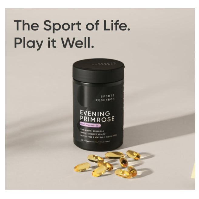 LowCost PH| Sports Research, Evening Primrose, 1,300 mg, from Cold Pressed Oil 120 Softgels