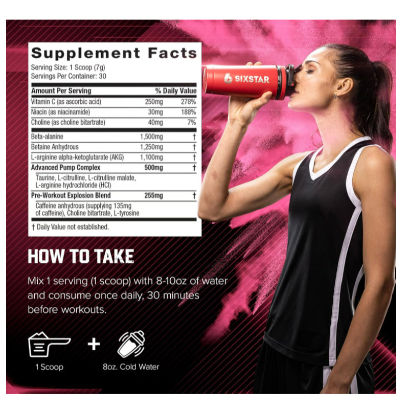 USA Onhan d| SIXSTAR, Pre-Workout Explosion 2.0, Pink Lemonade ( Pre-Workout Supplements )